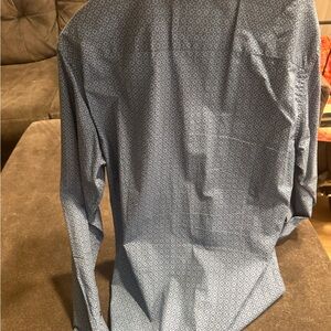 Armani Exchange Men's Blue Micro-Pattern Dress Shirt